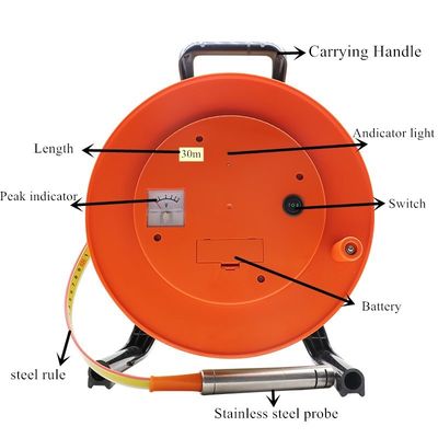 Industrial Grade ABS PVC Steel Probe 150M Steel Rule Portable Water Level Depth Meter